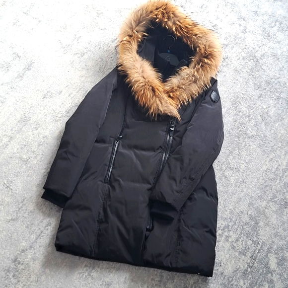 RUDSAK Jackets & Blazers - L rudsak atelier noir racoon fur coat down feather winter jacket leather sophia